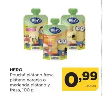 Alimerka HERO Pouché plátano fresa, plátano naranja o merienda plátano y fresa oferta