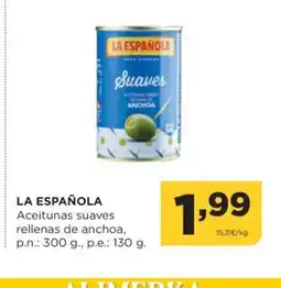 Alimerka LA ESPAÑOLA Aceitunas suaves rellenas de anchoa oferta