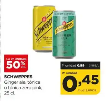 Alimerka SCHWEPPES Ginger ale, tónica o tónica zero pink oferta