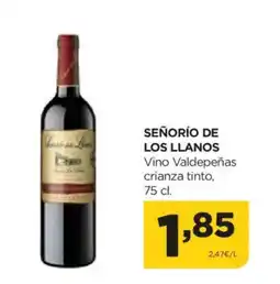 Alimerka SEÑORIO DE LOS LLANOS Vino Valdepeñas crianza tinto oferta