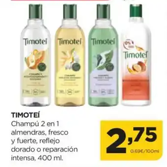 Alimerka ΤΙΜΟΤΕΙ Champú 2 en 1 almendras, fresco y fuerte reflejo oferta