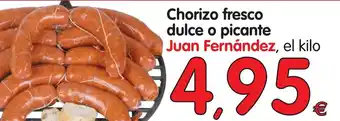 Alimerka Juan Fernández Chorizo fresco dulce o picante, el kilo oferta