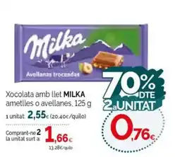 Condis MILKA Xocolata amb llet ametlles o avellanes oferta