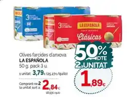 Condis LA ESPAÑOLA Olives farcides d'anxova oferta