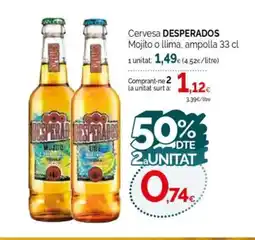 Condis DESPERADOS Cervesa Mojito o llima ampolla oferta