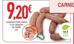 Masymas EL CUCO Longaniza Criolla Clásica o con Jalapeños oferta