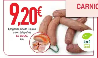 Masymas EL CUCO Longaniza Criolla Clásica o con Jalapeños oferta