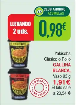 Masymas GALLINA BLANCA Yakisoba Clásico o Pollo oferta