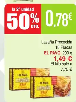 Masymas EL PAVO Lasaña Precocida 18 Placas oferta