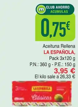 Masymas LA ESPAÑOLA, Aceituna Rellena oferta