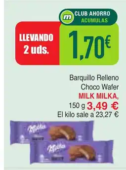 Masymas MILKA MILKA Barquillo Relleno Choco Wafer oferta