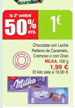 Masymas MILKA Chocolate con Leche Relleno de Caramelo, Cremoso o con Oreo oferta