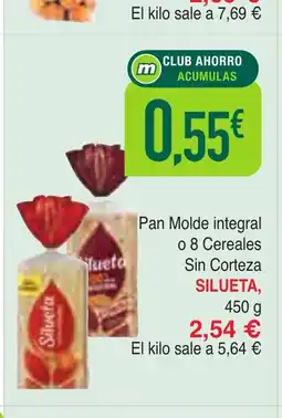 Masymas SILUETA Pan Molde integral o 8 Cereales Sin Corteza oferta