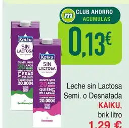 Masymas KAIKU Leche sin Lactosa Semi o Desnatada oferta