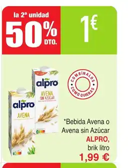 Masymas ALPRO Bebida Avena o Avena sin Azúcar, oferta
