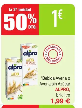 Masymas ALPRO Bebida Avena o Avena sin Azúcar, oferta
