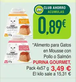 Masymas PURINA GOURMET Alimento para Gatos en Mousse con Pollo o Salmón oferta