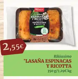 Masymas Lasaña espinacas y ricotta oferta