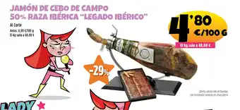 AhorraMas Jamón de cebo de campo 50% raza ibérica legado ibérico oferta