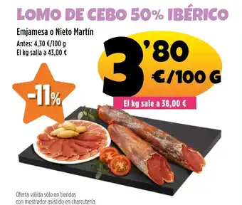 AhorraMas Lomo de cebo 50% ibérico oferta