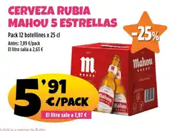 AhorraMas MAHOU 5 ESTRELLAS Cerveza rubia oferta