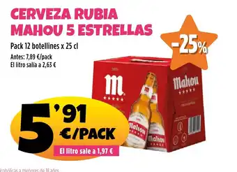 AhorraMas MAHOU 5 ESTRELLAS Cerveza rubia oferta