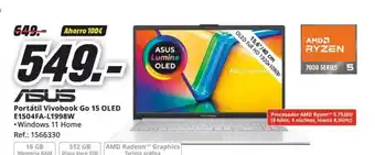 MediaMarkt ASUS Portátil Vivobook Go 15 OLED E1504FA-L1998W oferta