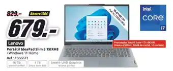 MediaMarkt LENOVO Portátil IdeaPad Slim 3 15IRH8 oferta
