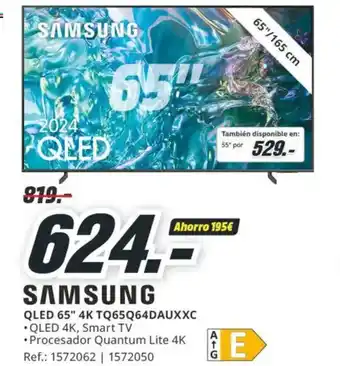 MediaMarkt SAMSUNG QLED 65" 4K TQ65Q64DAUXXC oferta