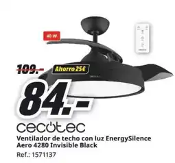 MediaMarkt CECOTEC Ventilador de techo con luz EnergySilence Aero 4280 Invisible Black oferta