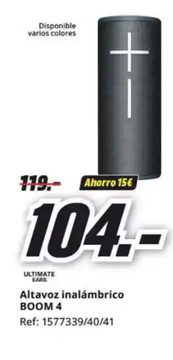 MediaMarkt Altavoz inalámbrico BOOM 4 oferta