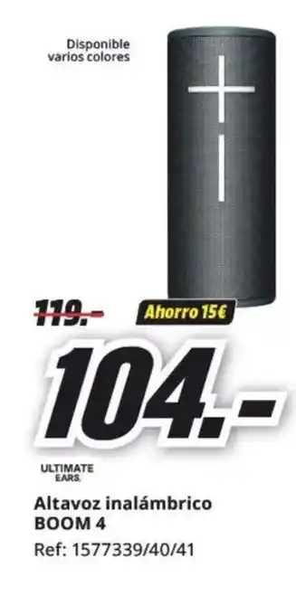 MediaMarkt Altavoz inalámbrico BOOM 4 oferta