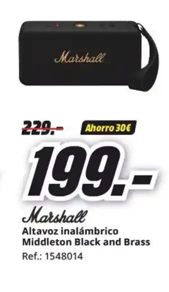 MediaMarkt Altavoz inalámbrico Middleton Black and Brass oferta