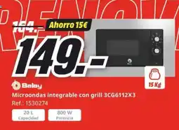 MediaMarkt BALAY Microondas integrable con grill 3CG6112X3 oferta