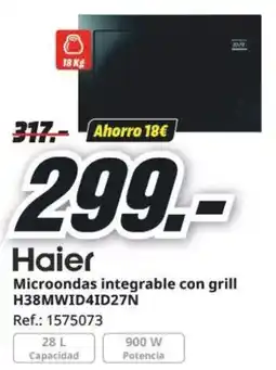 MediaMarkt Microondas integrable con grill oferta