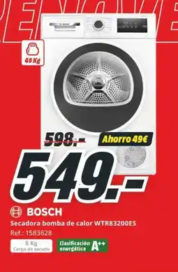 MediaMarkt BOSCH Secadora bomba de calor WTR83200ES oferta