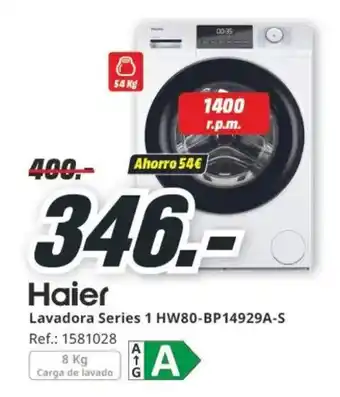 MediaMarkt HAIER Lavadora Series 1 HW80-BP14929A-S oferta