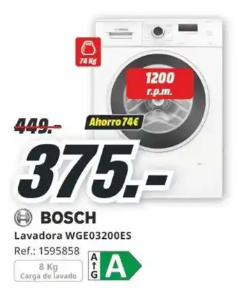 MediaMarkt BOSCH Lavadora WGE03200ES oferta