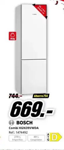 MediaMarkt BOSCH Combi KGN39VWDA oferta