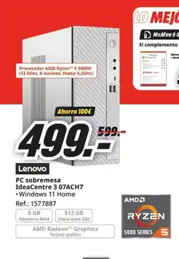 MediaMarkt LENOVO PC sobremesa IdeaCentre 3 07ACH7 oferta