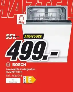 MediaMarkt BOSCH Lavavajillas integrable SMV2ITX09E oferta