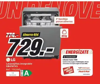 MediaMarkt LG Lavavajillas integrable DB476TXS oferta