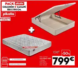 Conforama PIKOLIN sPack colchón salerno nbk + canapé color glaciar. 150 x 190 cm oferta
