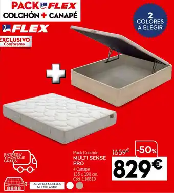 Conforama FLEX Pack colchón multi sense pro + canapé oferta