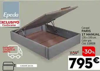 Conforama EPEDA Canapé paris 1t manual oferta