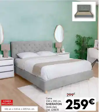 Conforama Cama 150 x 190 cm. sheraton verde claro oferta