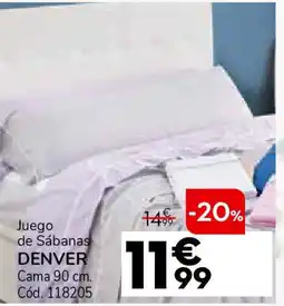 Conforama Juego de sábanas denver cama 90 cm oferta