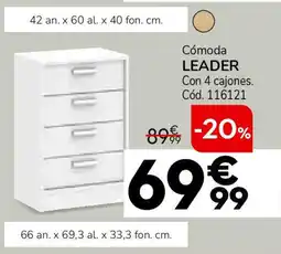 Conforama Cómoda leader con 4 cajones oferta