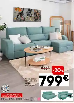 Conforama Chaise longue con cama tela april oferta