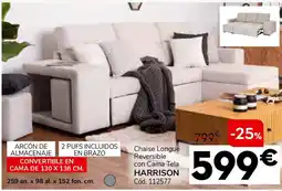 Conforama Chaise longue reversible con cama tela harrison oferta